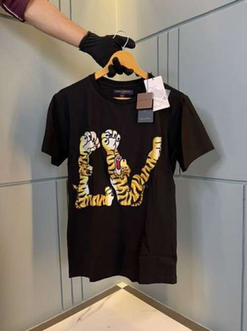 LOUIS VUITTON EMBROIDERY TIGER PRINT BLACK T-Shirt